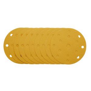 Draper 150MM GOLD SAND DISC 240G 15DE 08476 Gold Sanding Discs with Hook & Loop, 150mm, 15 Dust Extraction Holes (Pack of 10)
