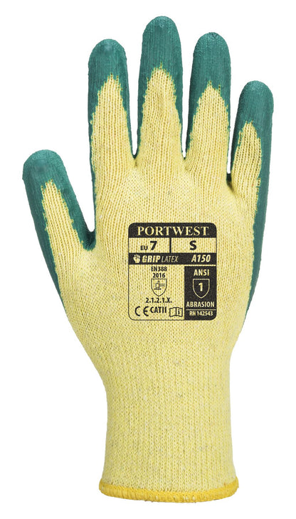 PORTWEST A150 Classic Grip Glove Latex Green Sz Medium M garden work Builder PPE
