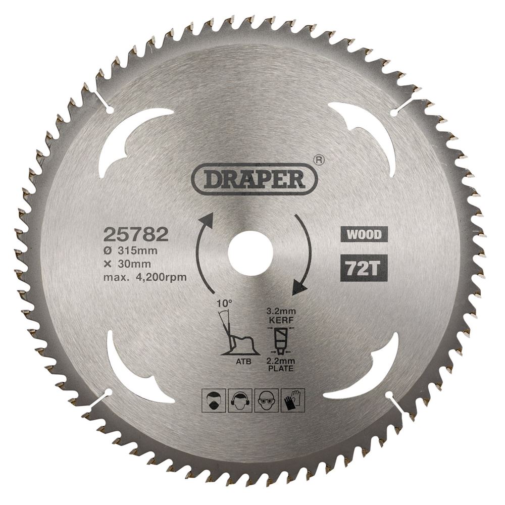Draper TCT SAW BLADE 315MM 72T WOOD 25782 TCT Circular Saw Blade for Wood, 315 x 30mm