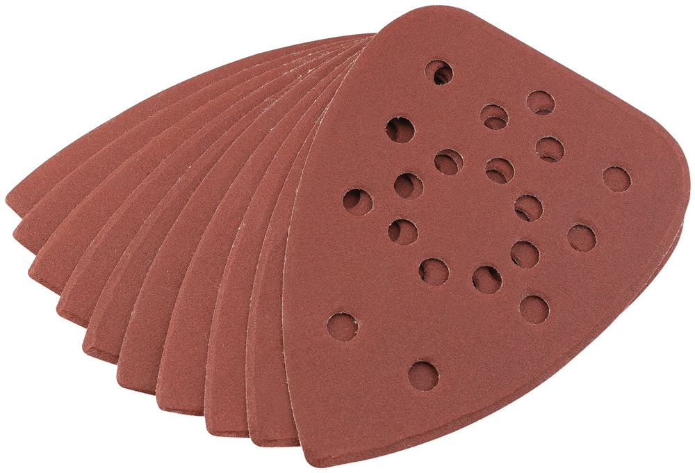 Draper 240GHOOK/LOOP TRI-SANDDISC P10 02920 Aluminium Oxide Triangular Sanding Sheets (140 x 140 x 95mm)