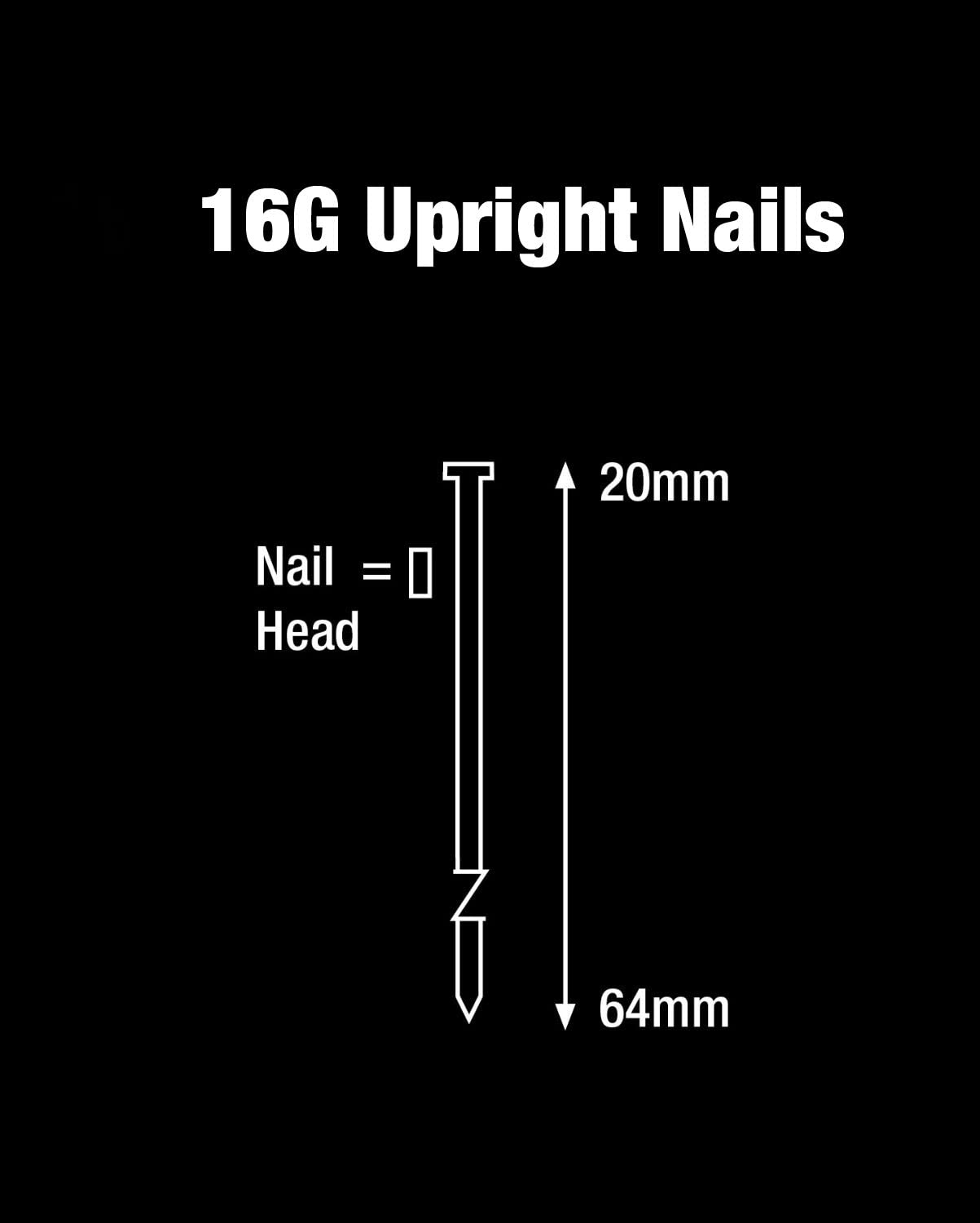 Tacwise 16G/38mm Finish Nails, 0296, 16G Finish Nails, pack of 2500, Galvanised