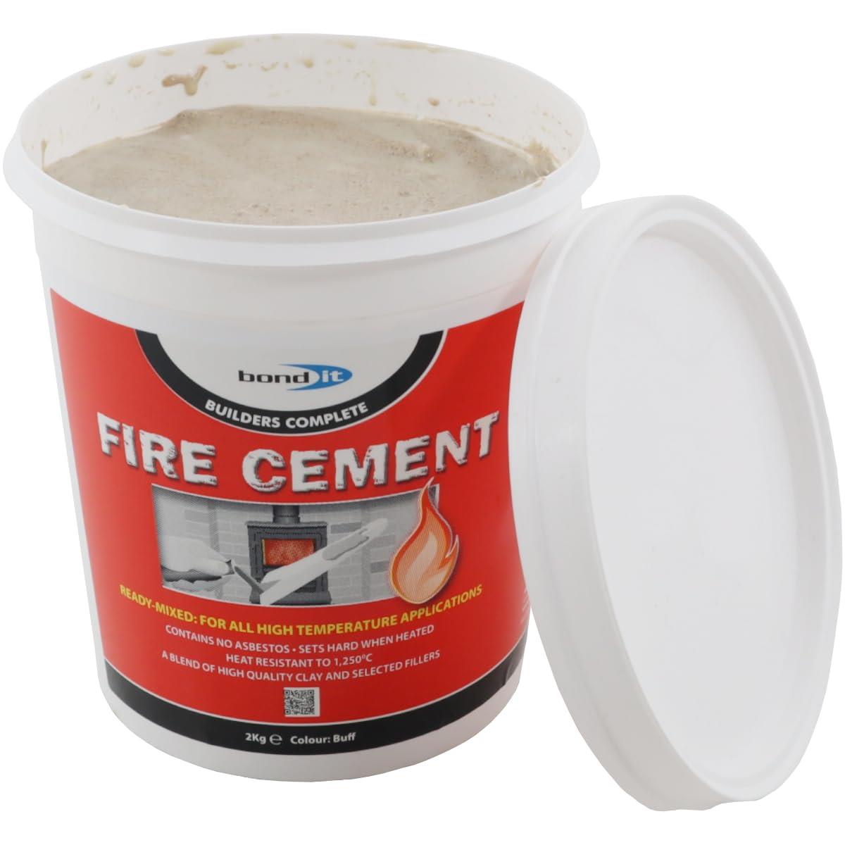 Bond It Fire Cement Buff 2kg Ready Mixed Heat Resistant Cement for Fireplaces Stoves Boilers Flues Fire Backs and High Temperature Repairs