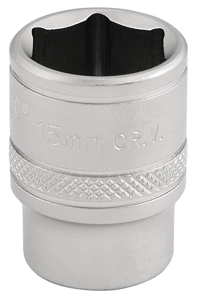 Draper 15MM 6PT SOCKET 3/8 DR-PCKD 16541 3/8" Sq. Dr. Metric Sockets (Micro Satin Chrome)