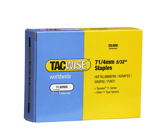 Tacwise 0365 Type 71 / 4 mm Galvanised Upholstery Staples, Pack of 20,000