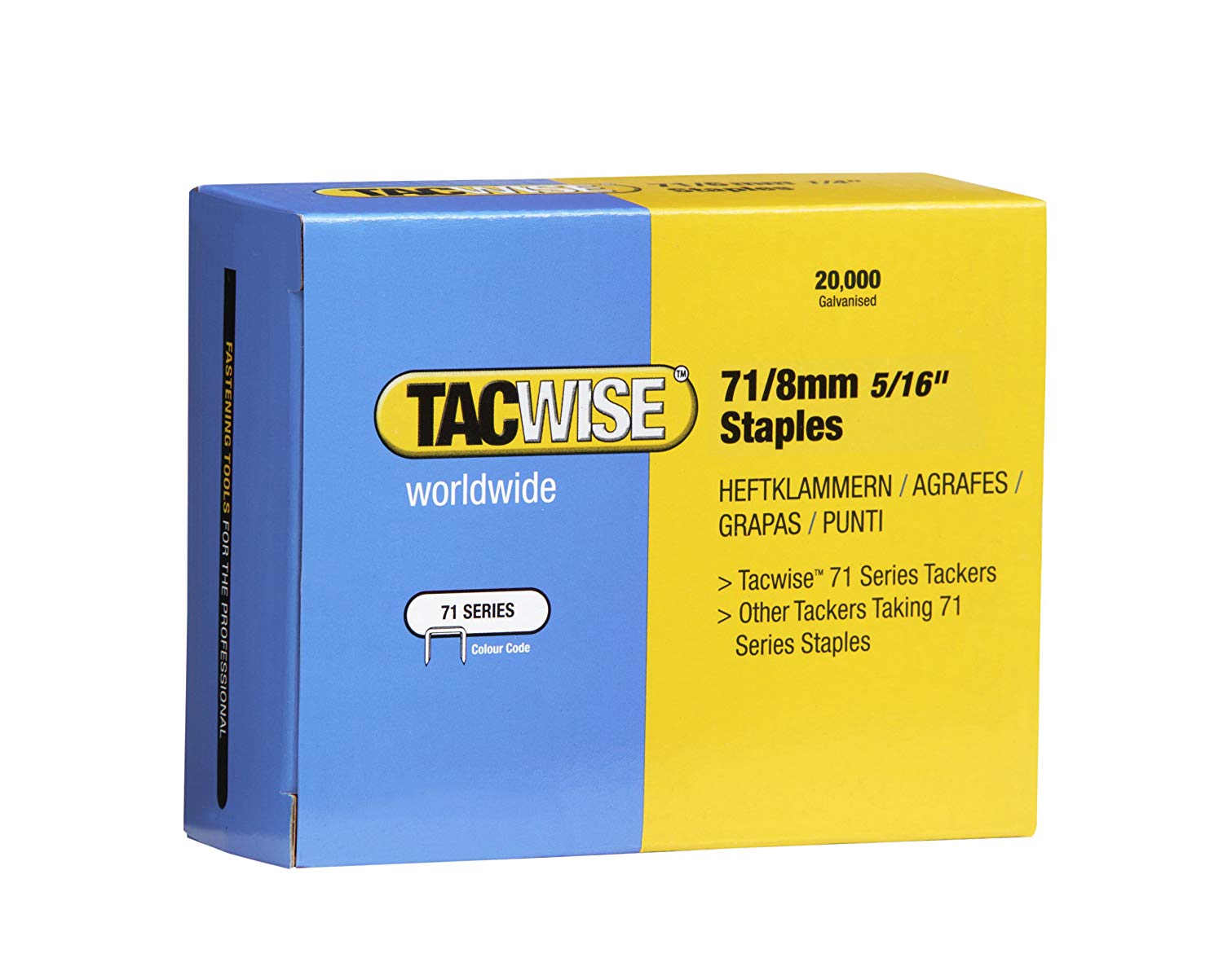 Tacwise 0368 Type 71 / 8 mm Galvanised Upholstery Staples, Pack of 20,000