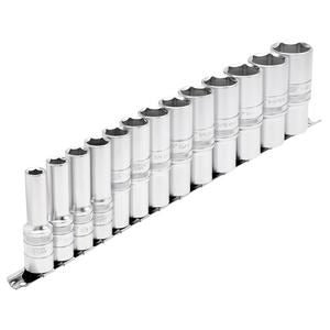 Draper 1/213PC IMP. DEEP SOCKET RAIL 16500 Imperial Deep Socket on a Metal Rail, 1/2" Sq. Dr. (13 Piece)