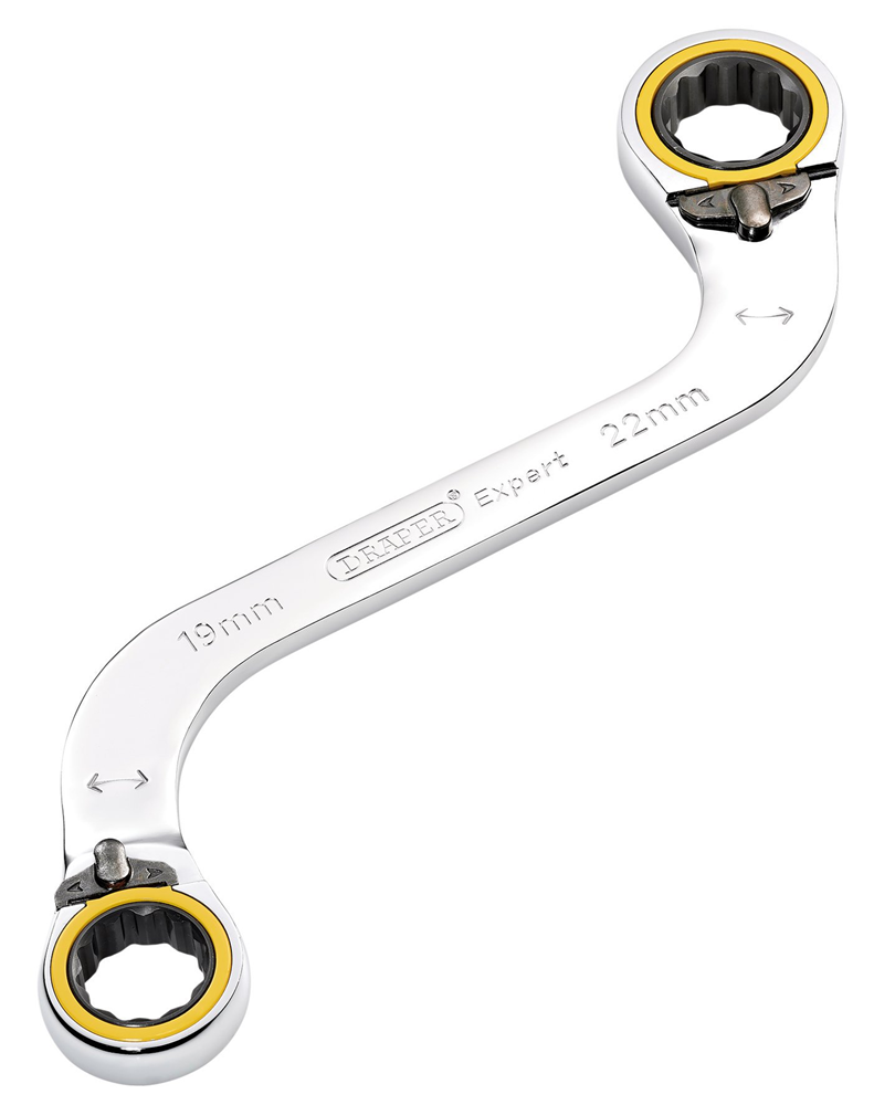 Draper 19X22MM S RATCHET SPAN 03946 HI-TORQÂ® Double Ring Ratchet S-Shape Spanners