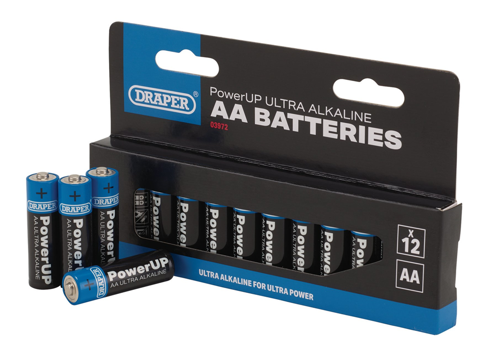Draper AA BATTERIES - PACK OF 12 03972 Draper PowerUP Ultra Alkaline Batteries