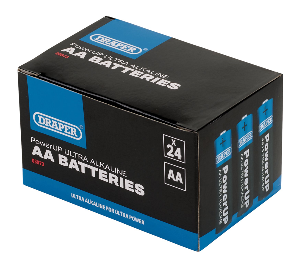Draper AA BATTERIES - PACK OF 24 03973 Draper PowerUP Ultra Alkaline Batteries