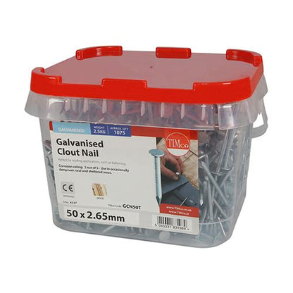TIMCO Galvanised Clout Nails Roofing Nails Available in All Sizes and Pack Quantities from 50 Pieces to 25kg for Roofing Felt Timber and General Construction
