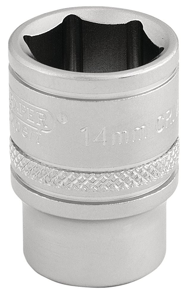 Draper 14MM 6PT SOCKET 3/8 DR-PCKD 16540 3/8" Sq. Dr. Metric Sockets (Micro Satin Chrome)