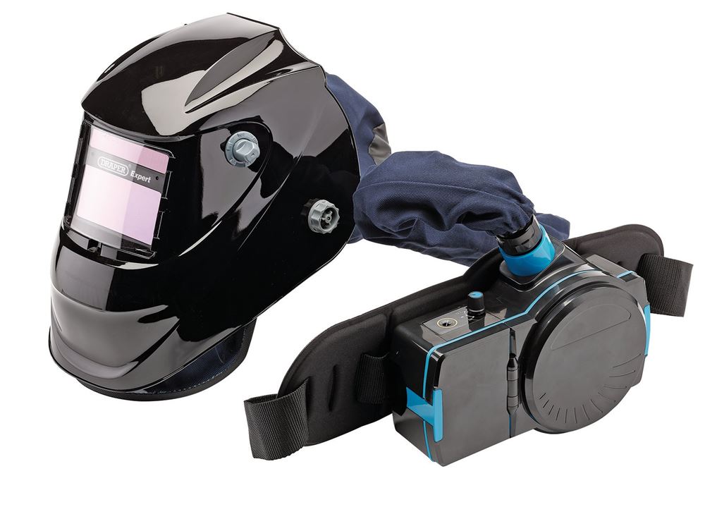 02518 Draper Expert Expert Air-Fed PAPR Auto-Darkening Welding Helmet, Black WHAFVS Welding Helmets and Masks Professional Trade DIY Workshop Garage