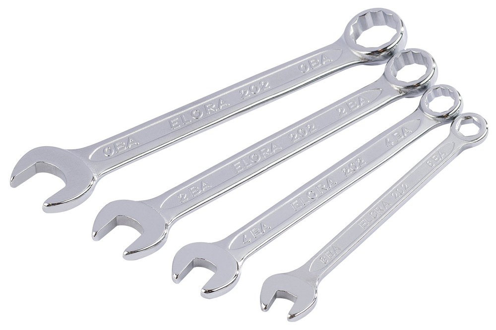 Draper 0-6BA MIDGET COMBI SPANNER SET 04197 Midget BA Combination Spanner Set (4 Piece)