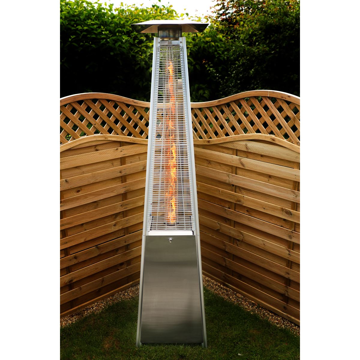 Dellonda DG99 13kW Pyramid Gas Patio Heater 13kW Commercial/Garden Use - Stainless Steel | Tip-Over Switch, Adjustable | Innovative design of Gas