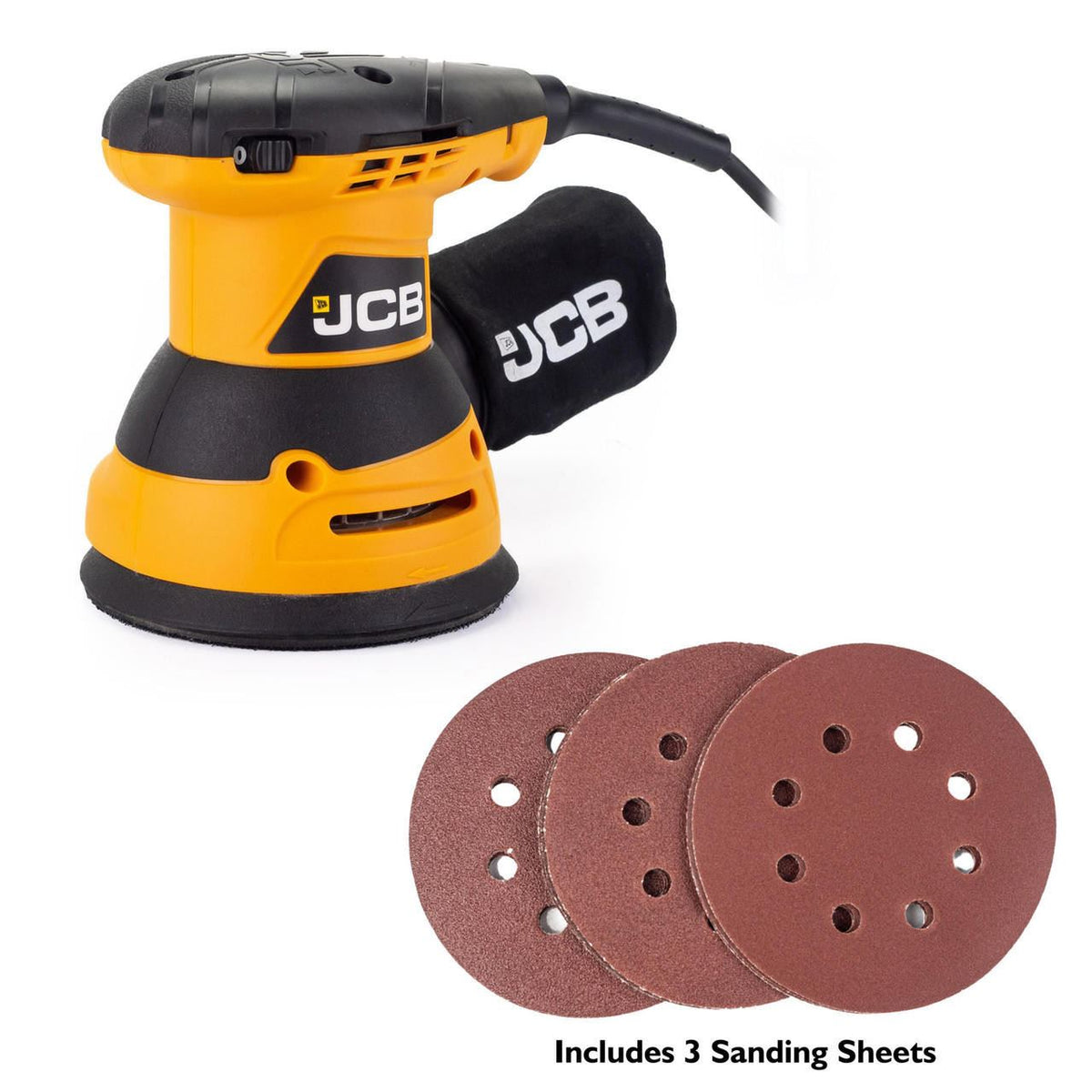 JCB 21-RO125 Orbital Sander 320W 125mm 5in Variable Speed 230V Random Orbital Sander Wood Sander