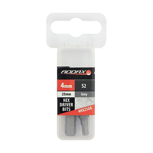 TIMCO Hex Driver Bit - S2 Grey 4.0 x 25 Grey Pack 2