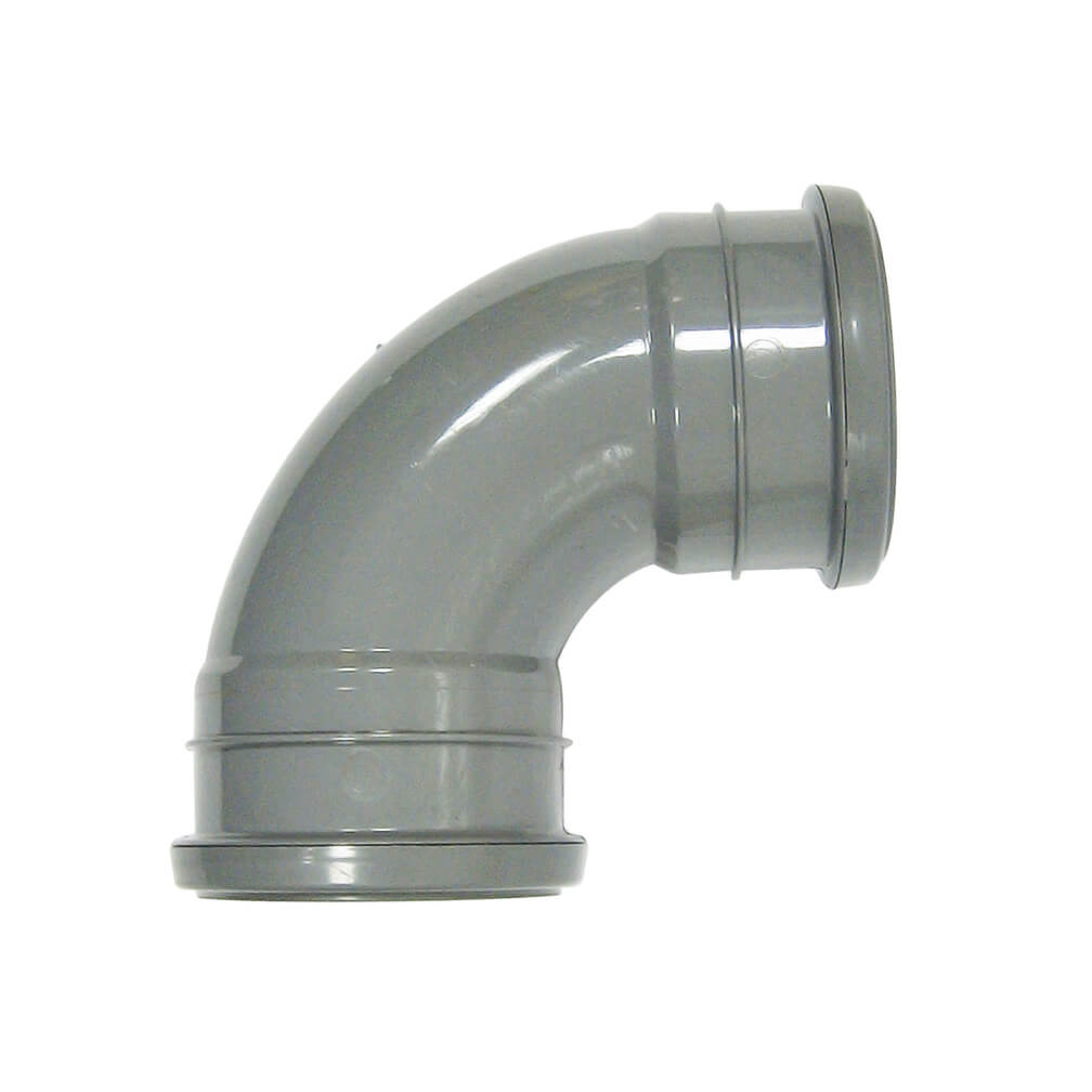 FLOPLAST RING-SEAL BEND 92.5(2XSOCKET);4" SOIL/110MM GY