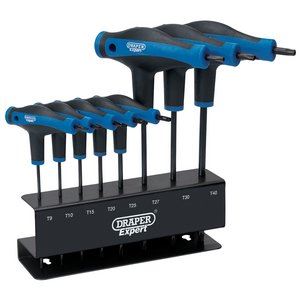Draper SET T HAN.TX KEYS-DOUBLE ENDED 33872 Soft Grip 'T' Handle Draper TX-STARÂ® Key Set (8 Piece)