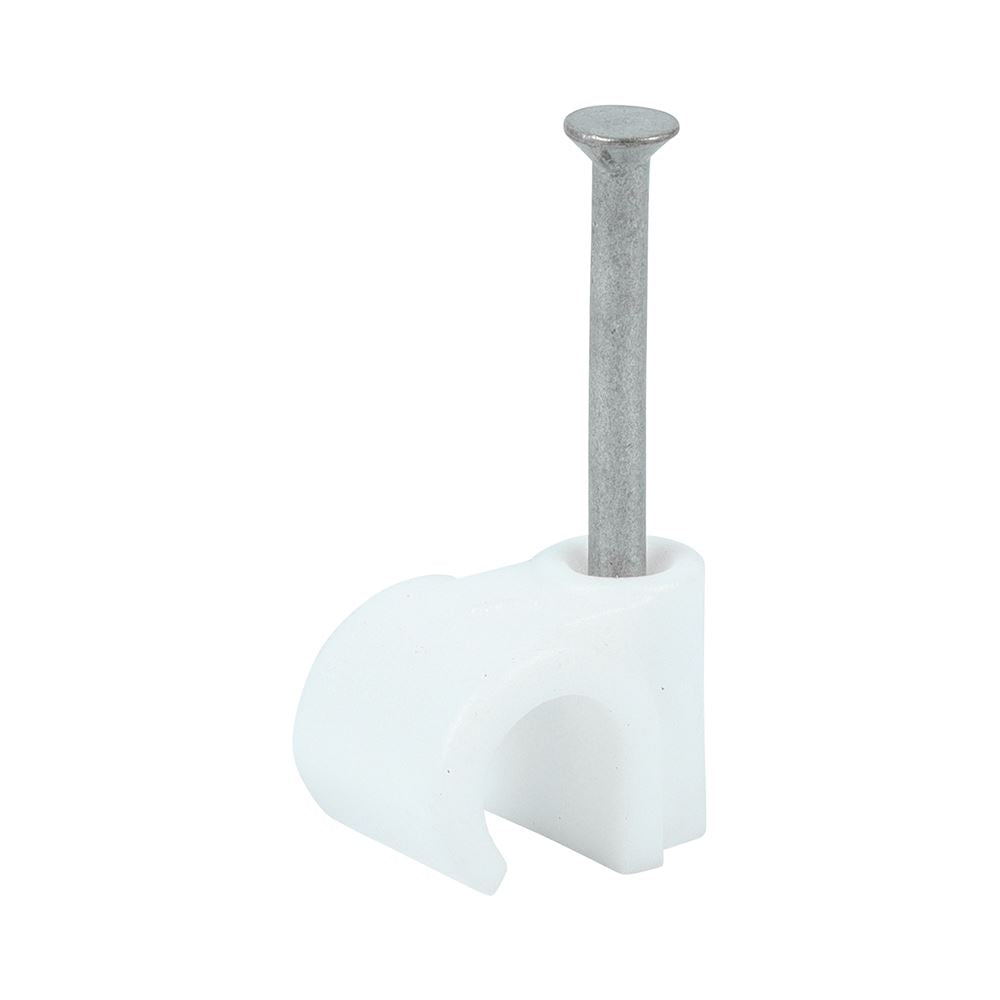 TIMCO Round Cable Clip White To fit 7.0mm White Pack 100