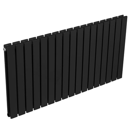 Baridi DH347 Horizontal Radiator Contemporary Double Flat Panel Design 600 x 1190mm - Black | Steel | Horizontal flat panel design delivers a BTU