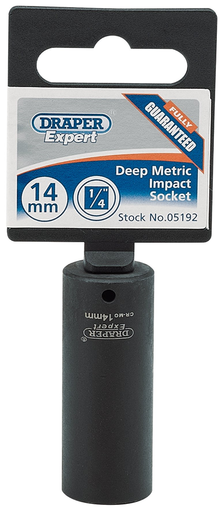 Draper 14MM IMP.DEEP SCKET 1/4DR 05192 1/4" Sq. Dr. Draper Expert HI-TORQÂ® Metric Deep Impact Sockets