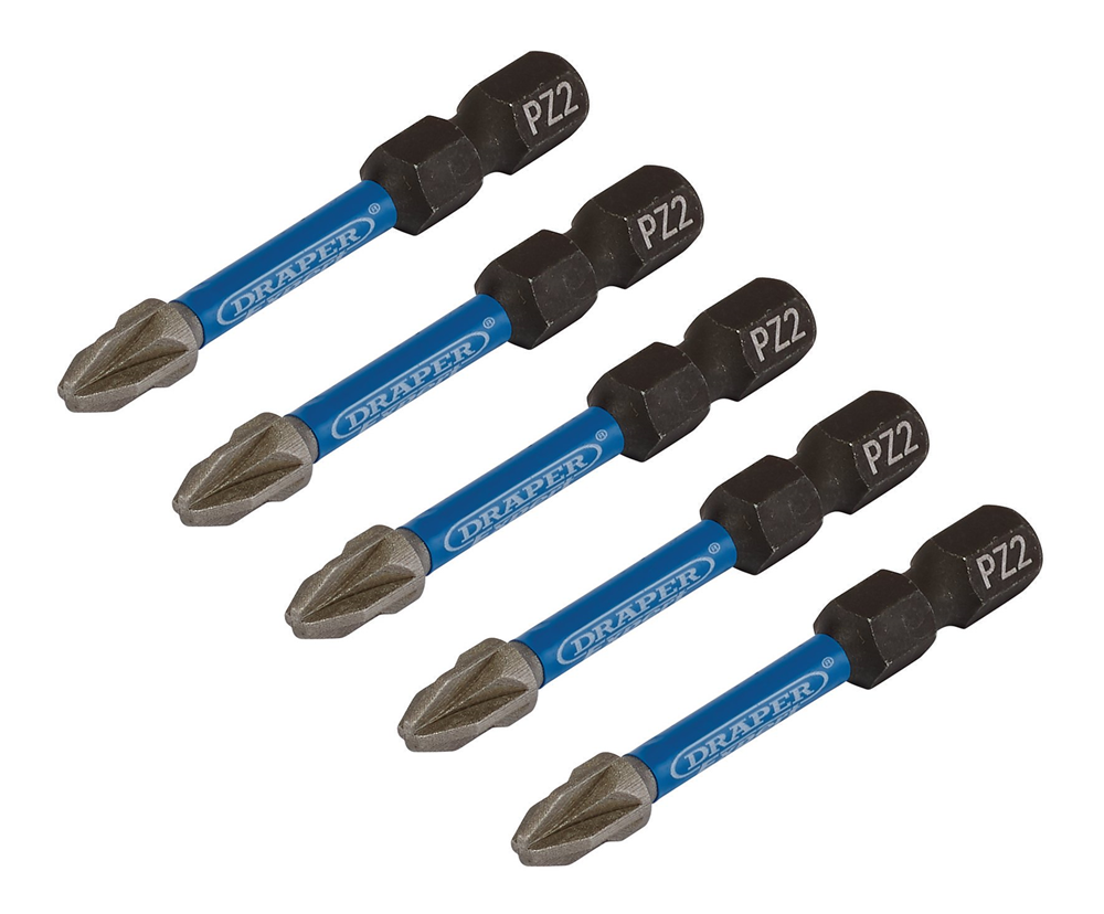 Draper PZ2X50MM IMPACT S/D BIT 5PK 05647 PZ-Type Impact Screwdriver Bits, 1/4" Hex