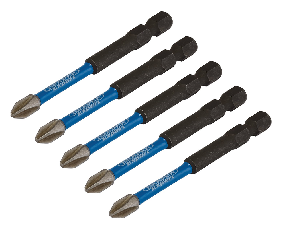 Draper PH2X75MM IMPACT S/D BIT 5PK 05676 Cross Slot/PH Type Impact Screwdriver Bits, 1/4" Hex