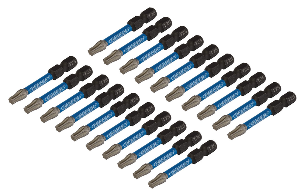Draper T25X50MM IMPACT S/D BIT 20PK 05699 TX-STARÂ® Impact Screwdriver Bits, 1/4" Hex