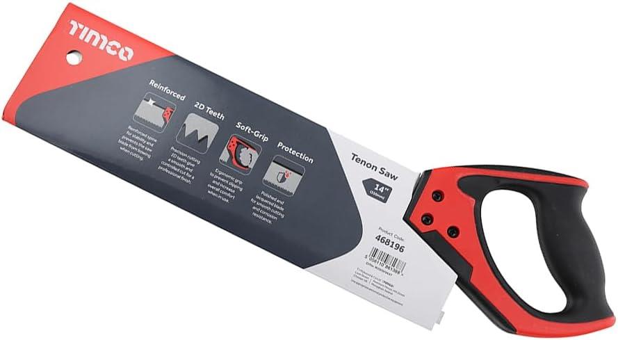 TIMCO Tenon Saw 14 Inch 355mm Fine Cut Woodworking Hand Saw with Hardened Teeth for Joinery Carpentry Timber and General Wood Cutting