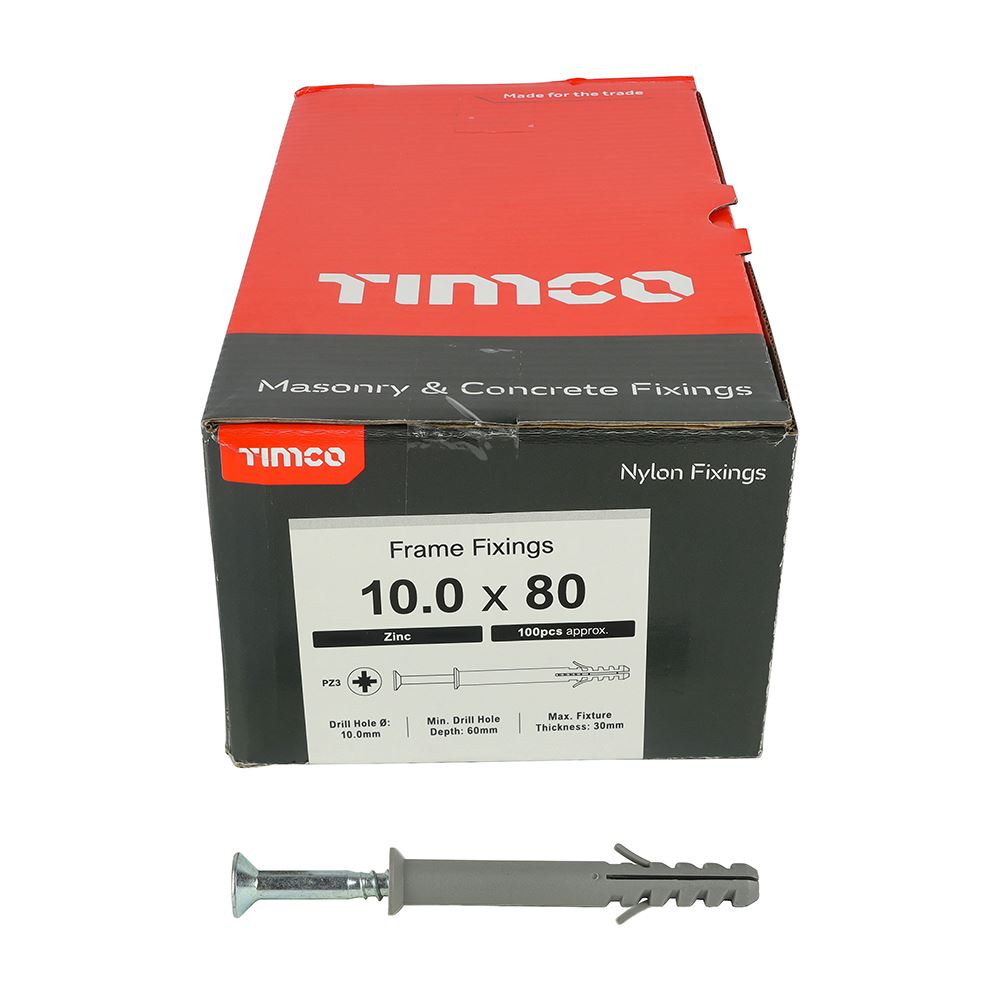 TIMCO Nylon Frame Fixing Zinc 10.0 x 80 Pack 100