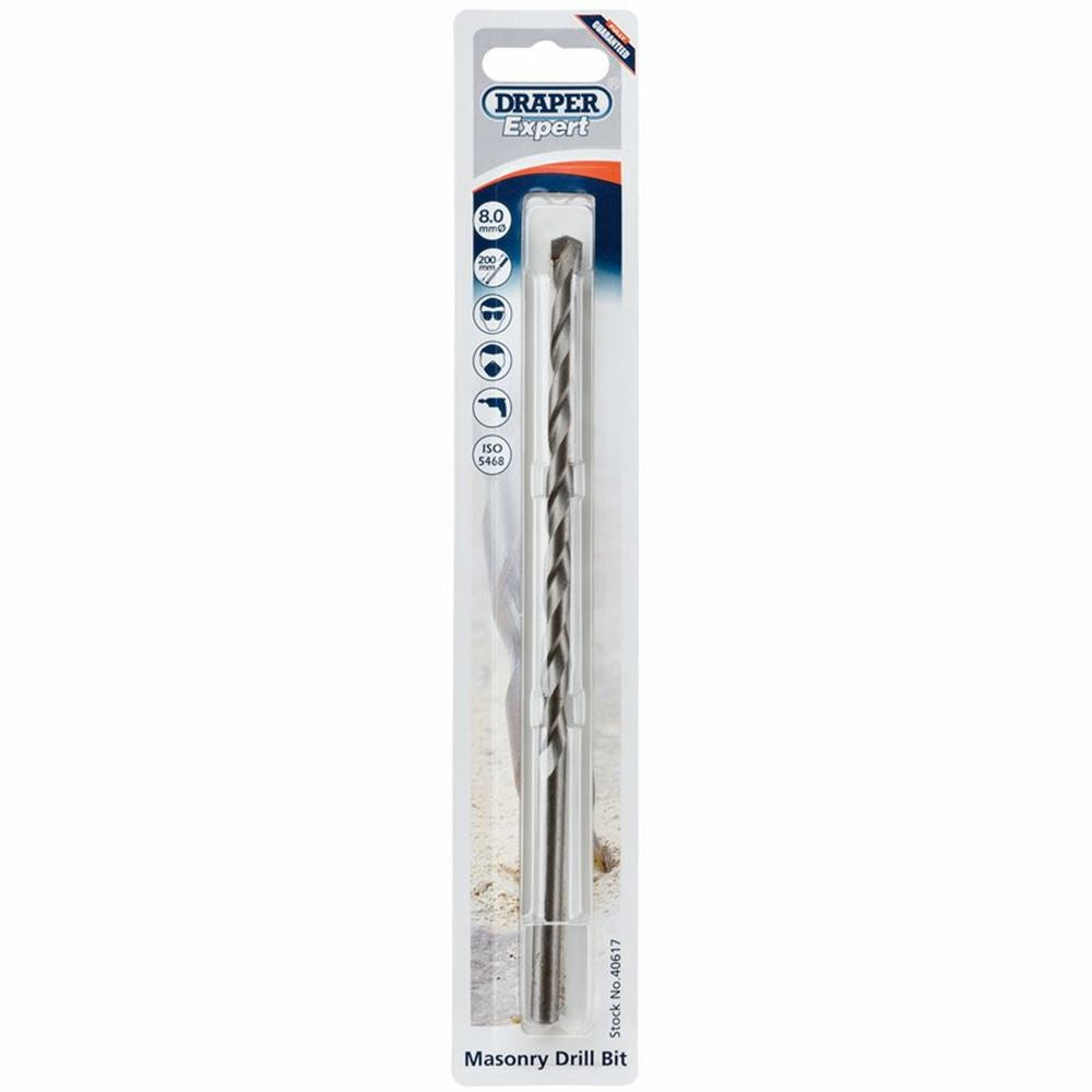 40617 Draper Expert Expert Masonry Drill Bit, 8 x 200mm MD12PB Masonry Drill Bits Professional Trade DIY Workshop Garage Use