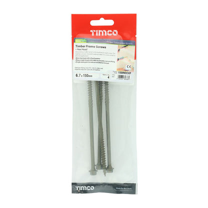 TIMCO Hex Head Timber Construction Screws 6.7mm Exterior Green – Various Lengths and Pack Sizes for Landscaping, Timber Framing and Structural Timber Fixing