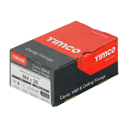 TIMCO Metal Cavity Anchor Zinc M4 x 38 (45mm Screw) Silver Pack 100