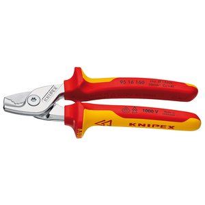 27012 KNIPEX KNIPEX 95 16 160 SB StepCut VDE Insulated Cable Shears, 160mm Professional Trade DIY Workshop Garage Use