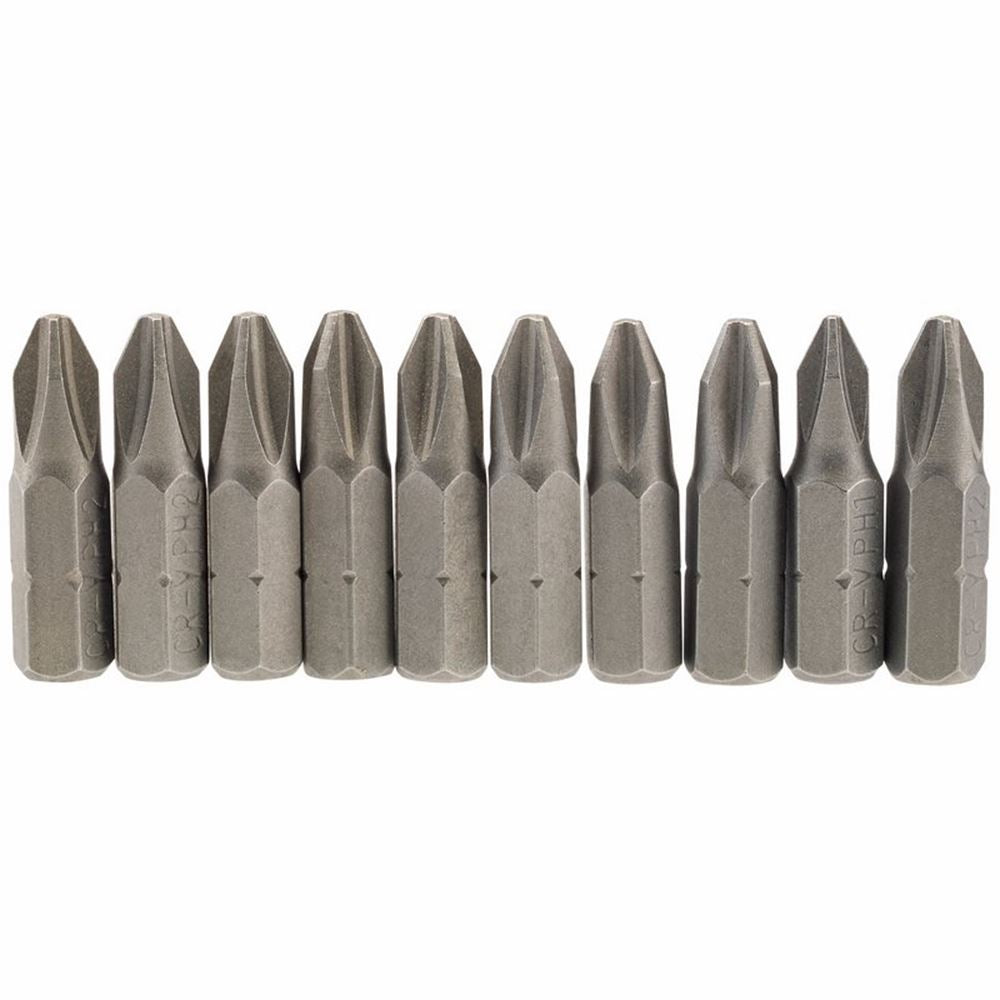 Draper 10PC 25MM NO2 C.SLOT S/D BIT 64072 1/4" Hex. Cross Slot E Shank Insert Bits