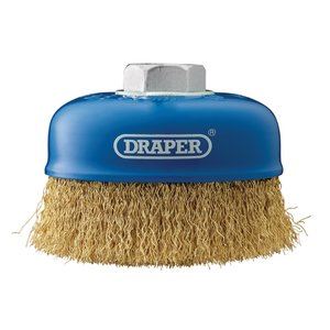 Draper 100MM CRIMPED CUP BRUSH M14 41445 41445 Brassed Steel Crimped Wire Cup Brushes, M14
