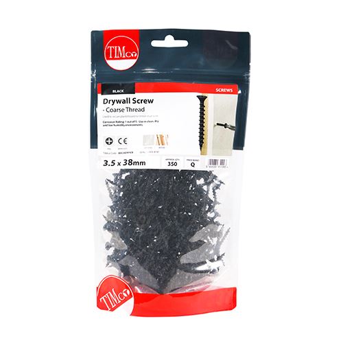 TIMCO Coarse Drywall Screw PH2 - BLK 3.5 x 38 Black Pack 350