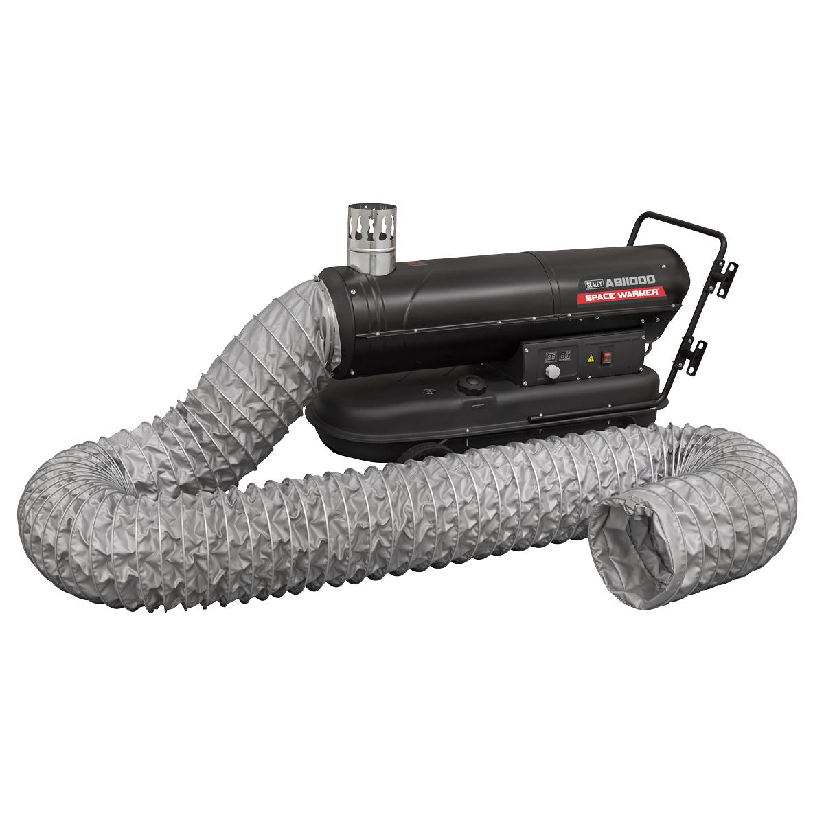 Sealey ABI1000COMBO Space Warmer Indirect Kerosene/Diesel Heater 102,000Btu/hr with 5M Ducting | 102,360Btu/hr(30kW), 230V ~ 50Hz, Thermostat, Wheels