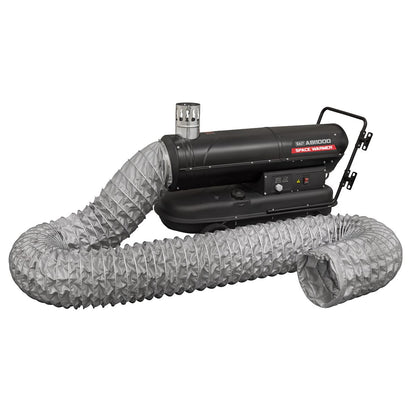Sealey ABI1000COMBO Space Warmer Indirect Kerosene/Diesel Heater 102,000Btu/hr with 5M Ducting | 102,360Btu/hr(30kW), 230V ~ 50Hz, Thermostat, Wheels