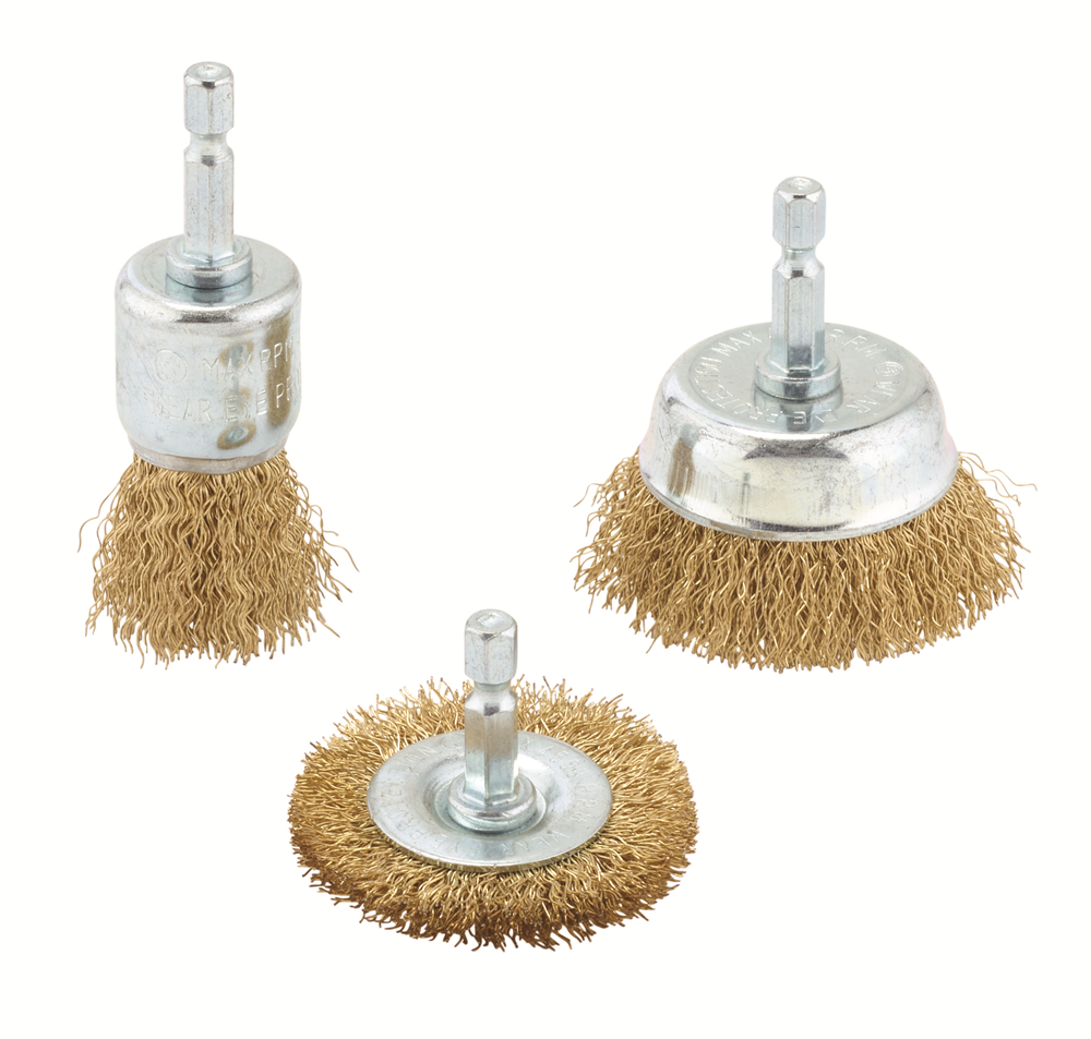 Draper BRASSED WIRE BRUSH SET 3PCS 07435 Brassed Steel Crimped Wire Brush Set (3 Piece)