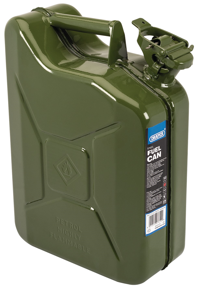 Draper 10L GREEN STEEL FUEL CAN 07610 Green Steel Fuel Cans