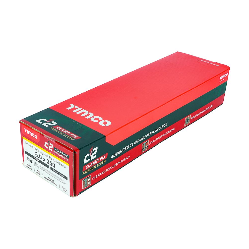 TIMCO C2 Clamp-Fix TX40 CSK ZYP 8.0 x 250 Gold Pack 50