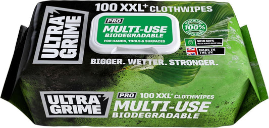 UltraGrime PRO Bio Clothwipes XXL 100 Pack Biodegradable Cleaning Wipes