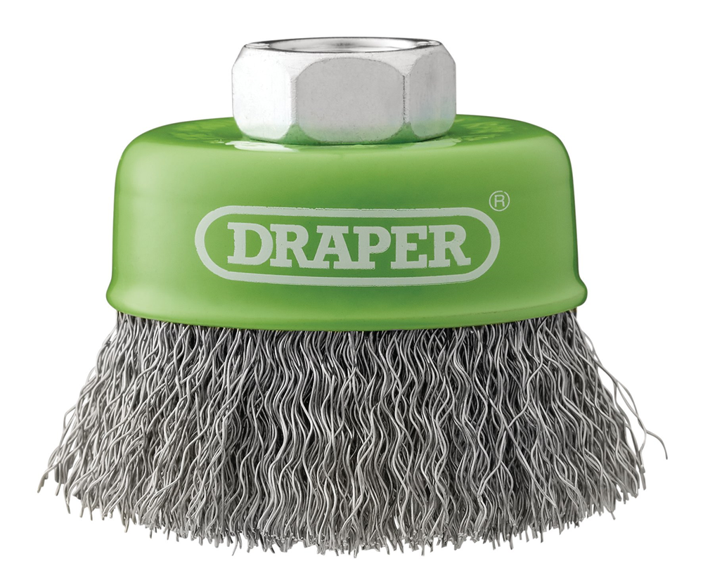 Draper 65MM CUP BRUSH STAINLESS M14 08051 Stainless-Steel Crimped Wire Cup Brushes, M14