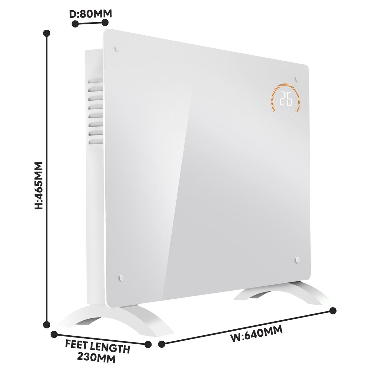 Baridi DH138 Electric Glass Panel Heater, 1500W, Thermostat Controlled 24Hr 7 Day Timer, Wi-Fi Enabled, Remote Control, White | 230V 50Hz