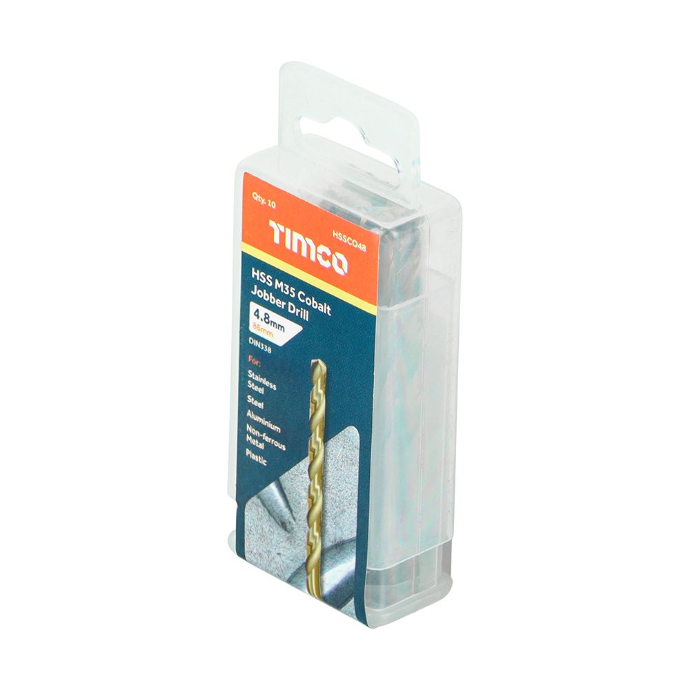 TIMCO HSS-CO Jobber Drill Bit Cobalt 4.8mm Pack 10