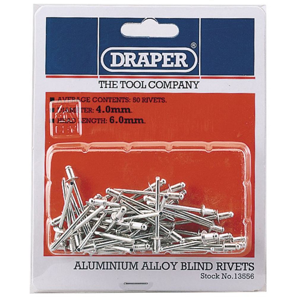 Draper 4X5.6MM RIVET(50 PER CARD) 13556 Blind Rivets