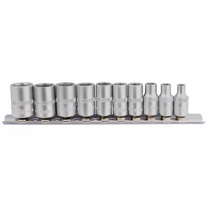 Draper 10PC 1/4 SOCKET SET RAIL 16398 1/4 Sq. Dr. Metric Sockets on Metal Rail (10 Piece)