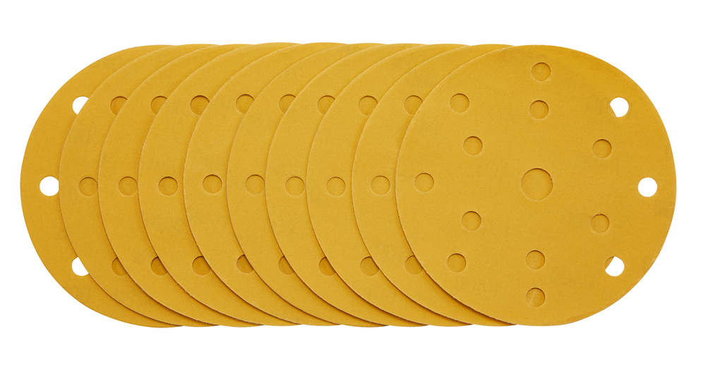 Draper 150MM GOLD SAND DISC 400G 15DE 08478 Gold Sanding Discs with Hook & Loop, 150mm, 15 Dust Extraction Holes (Pack of 10)