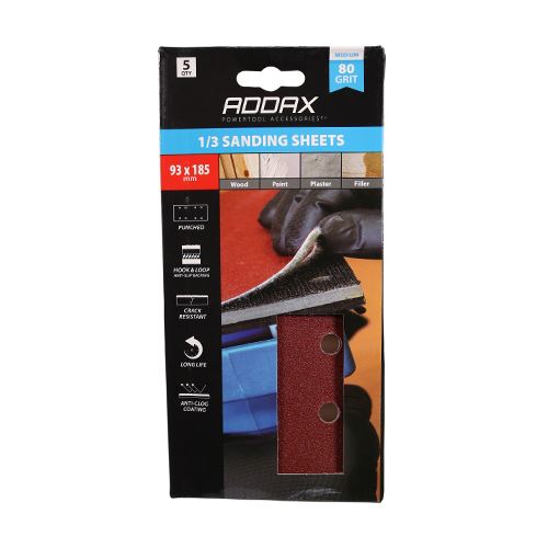 TIMCO Punched 1/3 Sand Sheet P80 93 x 185mm Red Pack 5